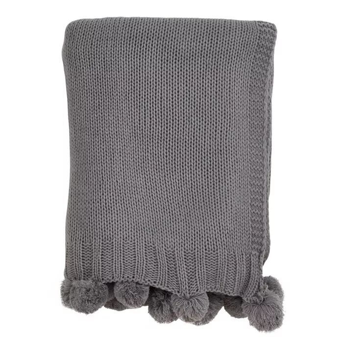 Knitted Pom Pom Throw Blanket - Saro Lifestyle | Target