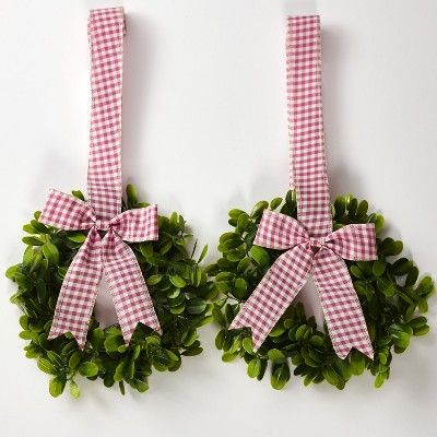 Lakeside Cabinet Hanging Decorative Seasonal Ribbon Wreaths - Set of 2 | Target
