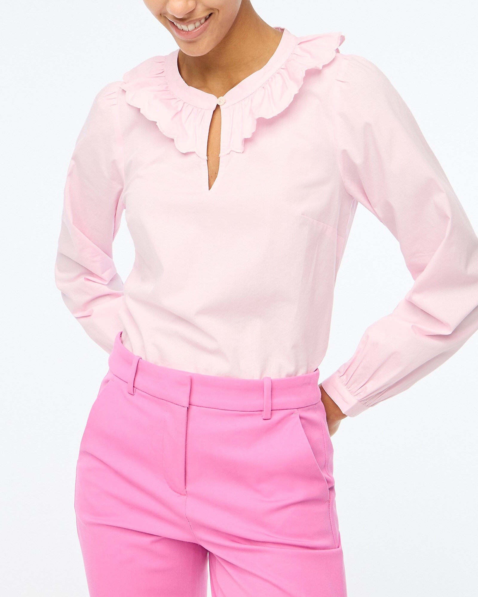 Scalloped ruffle-collar top | J.Crew Factory