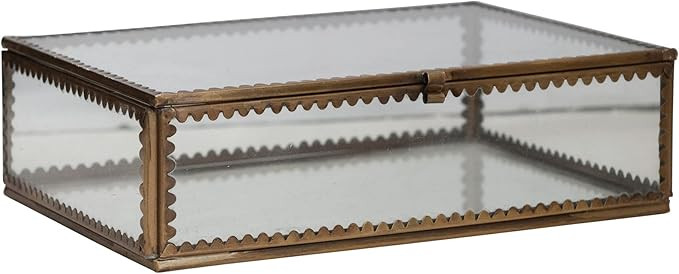 Creative Co-Op Brass and Glass Display Box with Scalloped Edges, Antique Finish | Amazon (US)