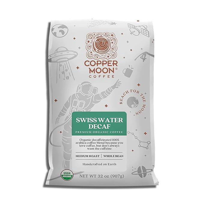 Copper Moon Whole Bean Coffee, Medium Roast, Swiss Water Organic Decaffeinated Blend, 2 Lb | Amazon (US)
