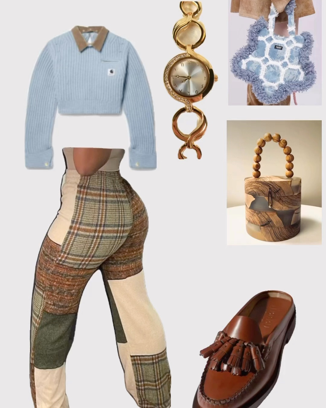 Wood Bag: BOADK
RESIN D'OLIVE from  shop.notjustalabel.com
 STAR BAG: sculpture.tokyo
Pants: www.orcajump.com| Womens Red Patchwork Straight High-Waisted Casual Streetwear Pants
Sweater: NET-A-Porter, Carhartt WIP Detroit cropped velvet -trimmed ribbed wool-blend sweater 

#LTKStyleTip #LTKItBag #LTKBeauty