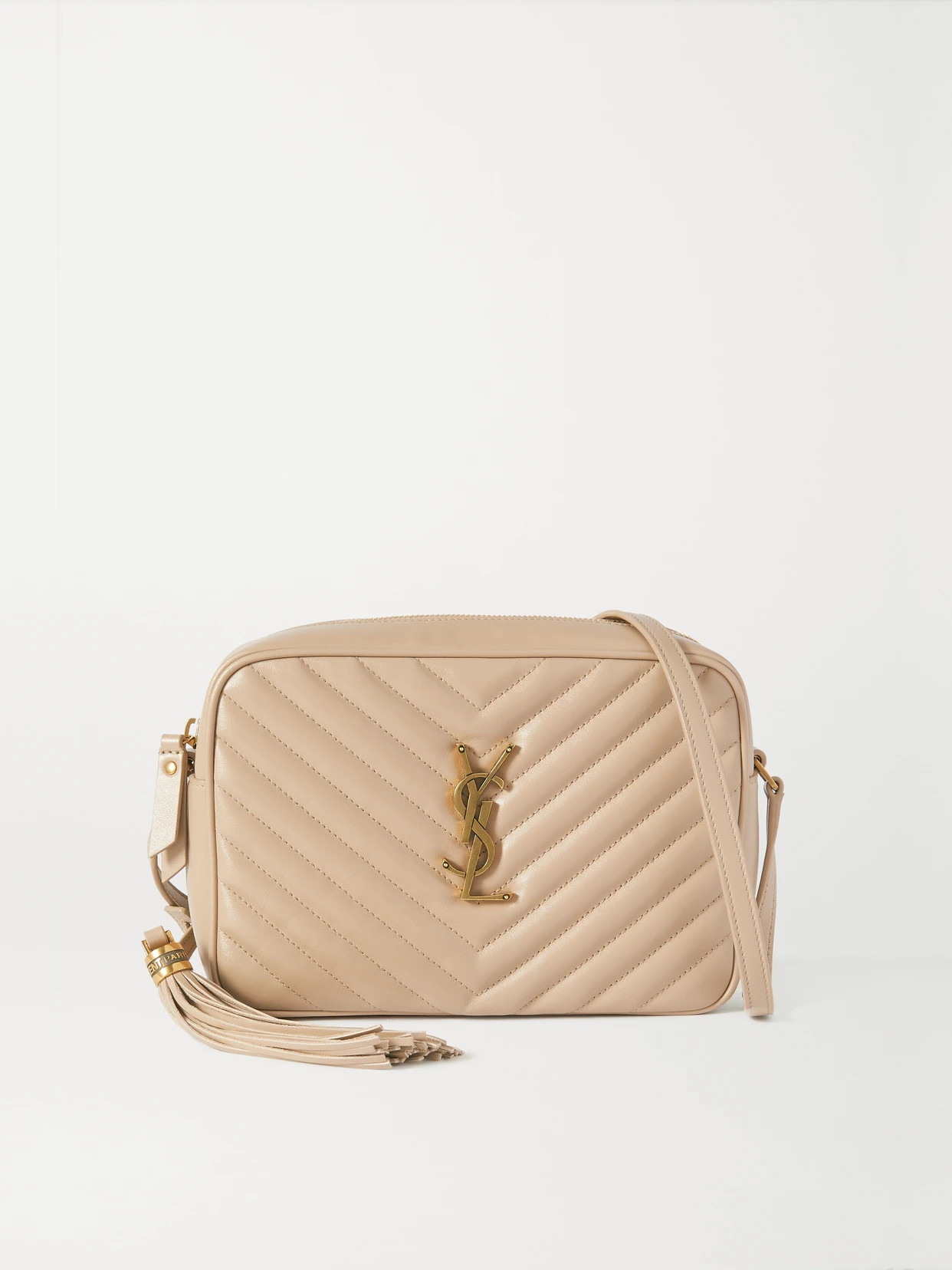 SAINT LAURENT - Lou Medium Quilted Leather Shoulder Bag - Neutrals | NET-A-PORTER (US)