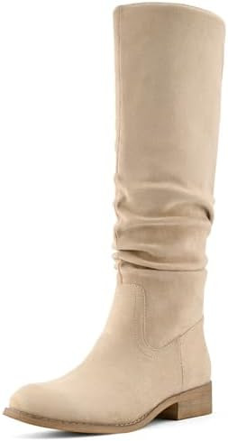 Shoe'N Tale Knee High Boots Women's Slouch Flat Low Heel Boots | Amazon (US)