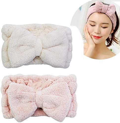 Chloven 2 Pack Microfiber Bowtie Headbands Facial Makeup Headband Cosmetic Bowknot Hairlace Wash ... | Amazon (US)