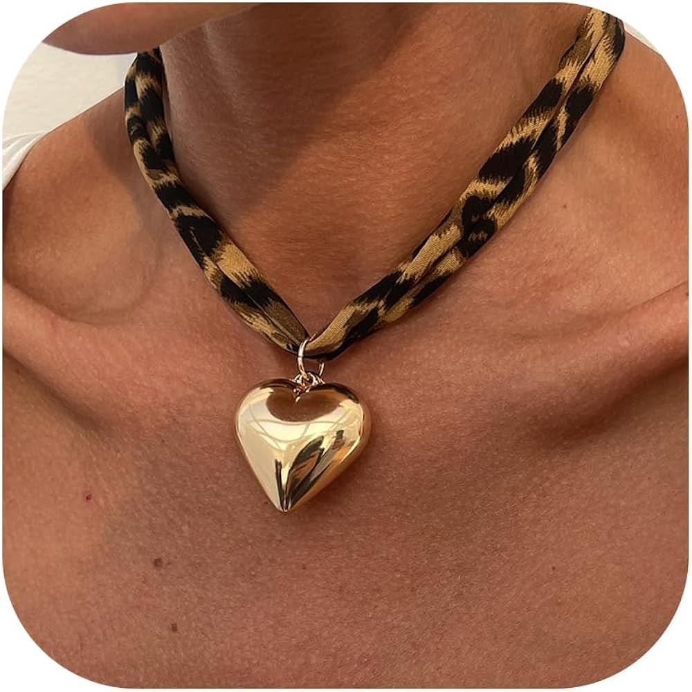 Scarf Necklace with Charm Gold Starfish Chunky Cross Heart Flower Pendants Bandana Charm Necklace... | Amazon (US)