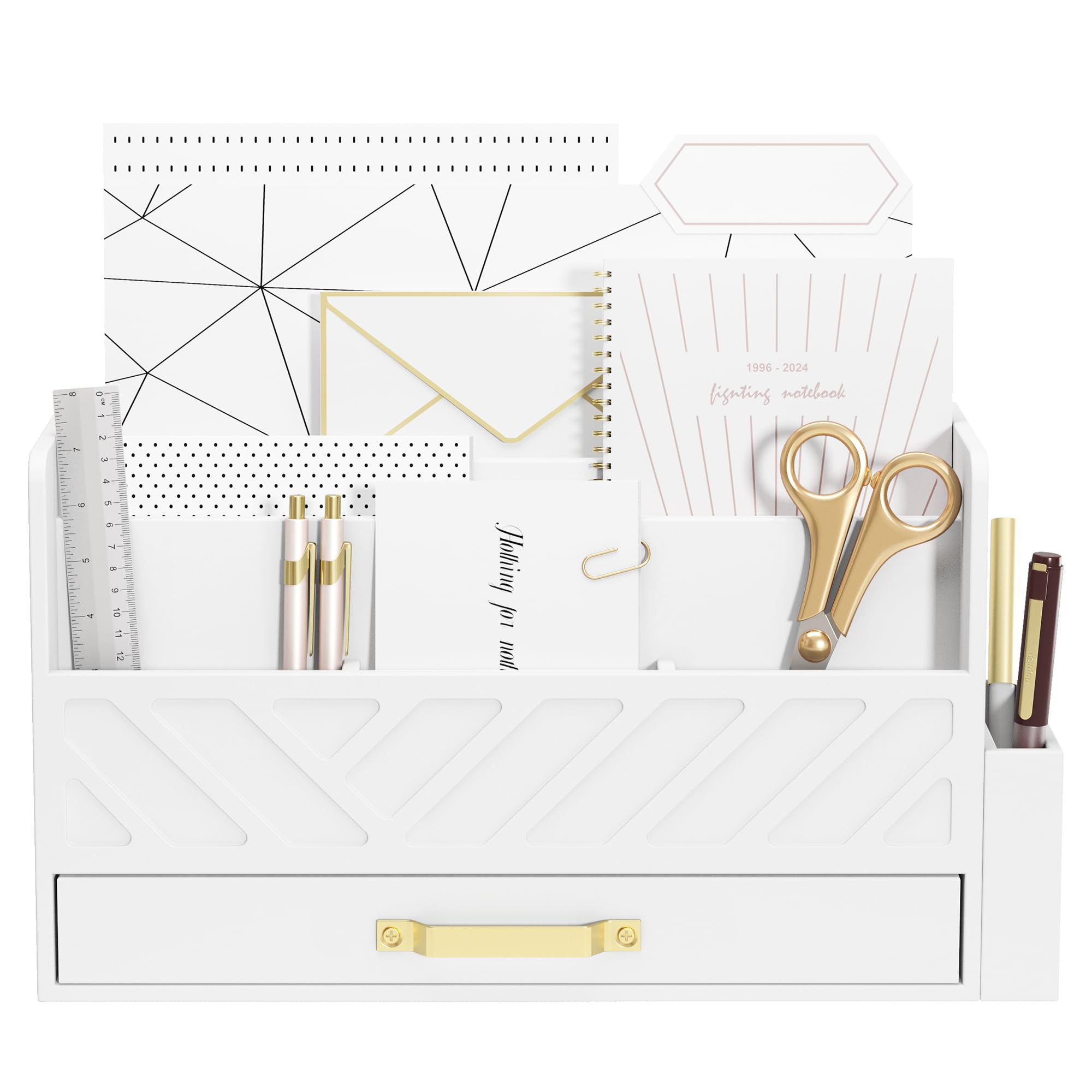 Bamboo Desk Organizer Mail Holder Countertop Wood Desk Drawer Tabletop Storage Box Pen Holder Let... | Amazon (US)