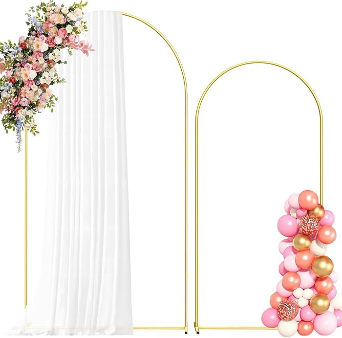 Metal Arch Backdrop Stand, 7.2FT+6FT Wedding Arch Frame, Gold Wedding Arch Backdrop Stand Set of ... | Amazon (US)