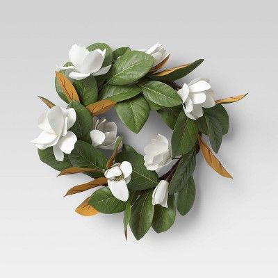 18" Artificial Magnolia Wreath White - Threshold™ | Target