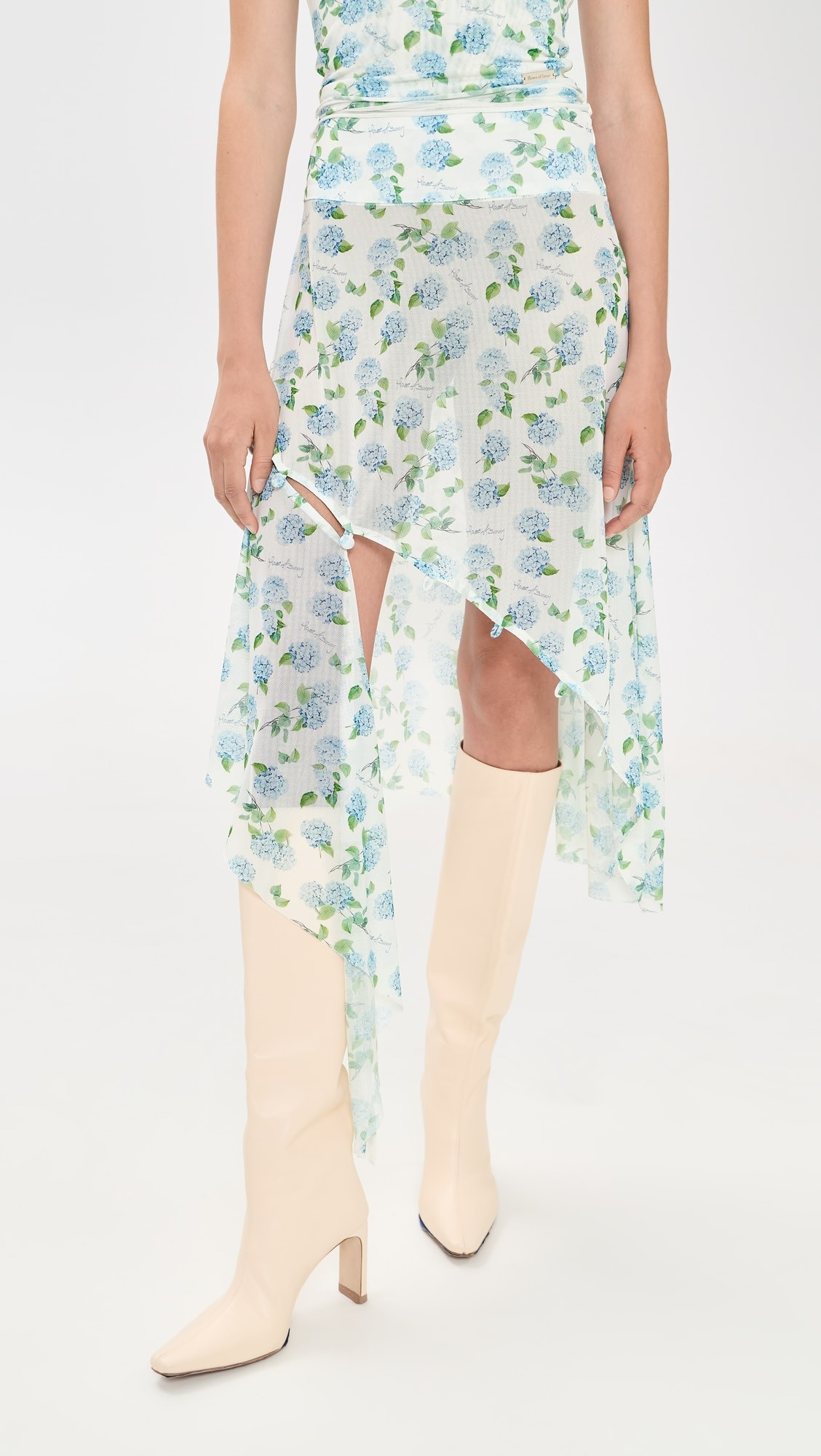 House of Sunny Hydrangea Asymmetric Mesh Skirt | Shopbop | Shopbop