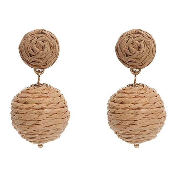 Boho Handmade Straw Rattan Drop Earrings Geometric Raffia Dangle Earrings For Women Girls Summer ... | Walmart (US)