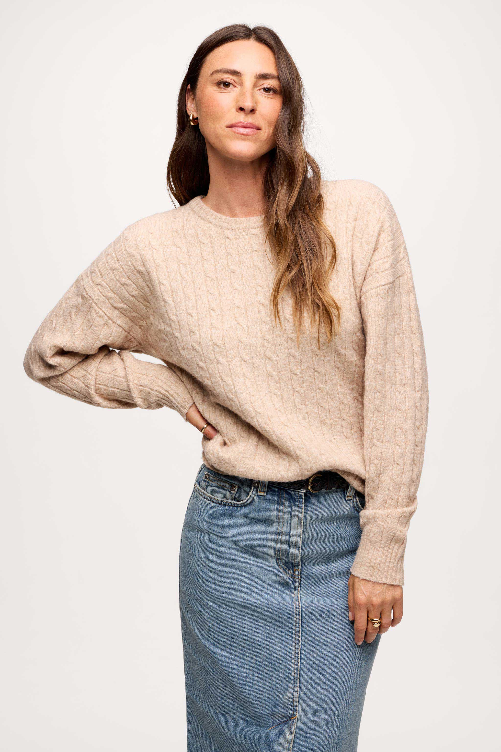 Cozy Knit
      
    
  
  Cable Crewneck Sweater | nuuds