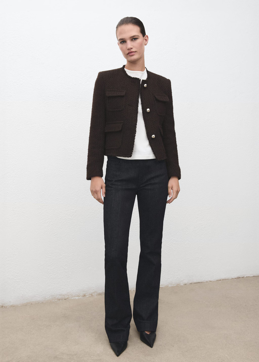 Tweed jacket with frayed ends brown - Woman - 2XL - MANGO | Mango (US/MX/AU)