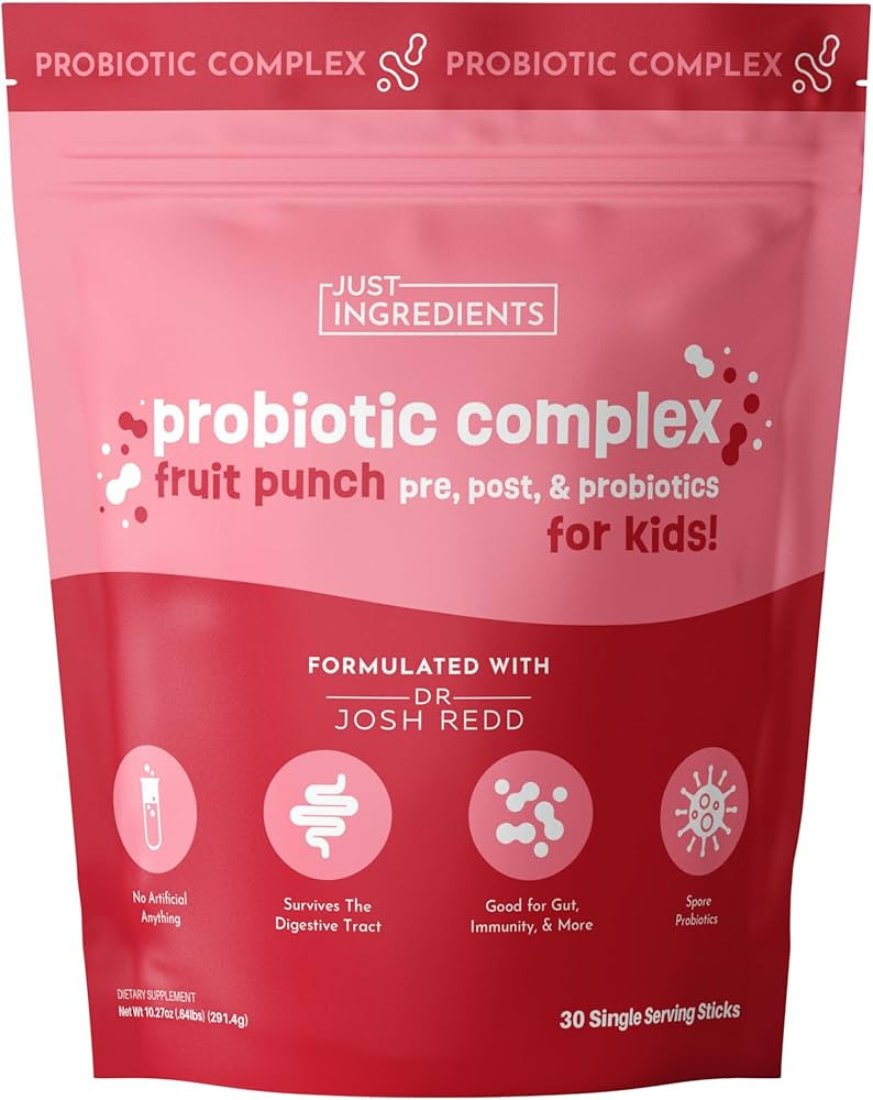 JUST INGREDIENTS Kids Probiotic Drink Mix - Fruit Punch, Prebiotic & Postbiotic, Gut & Immune Sup... | Amazon (US)