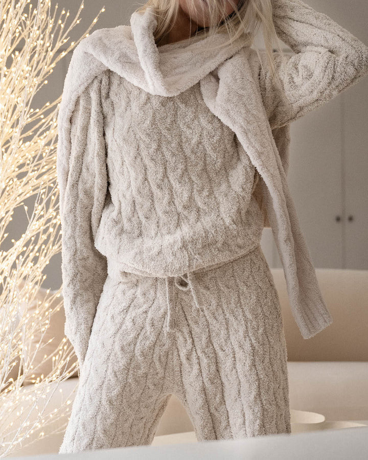 Ivory Fuzzy Cable Knit Sweater PJ Set | Splendid