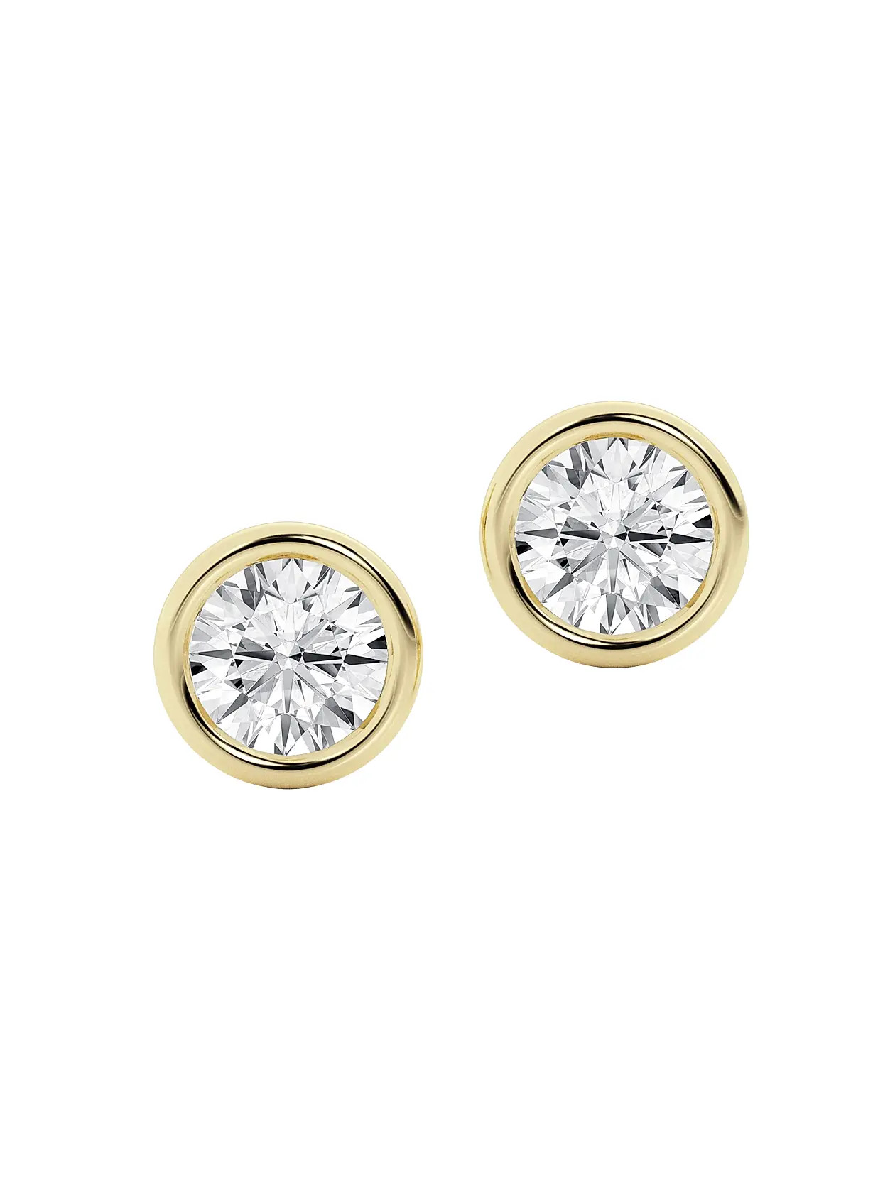 14K Gold & 0.50-6.00 TCW Lab-Grown Diamond Bezel Set Stud Earrings | Saks Fifth Avenue