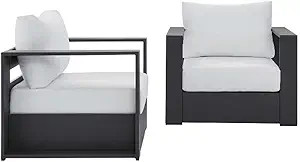 Modway Tahoe Aluminum 2-Piece Patio Set in Gray White | Amazon (US)