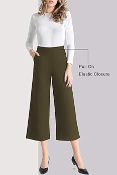 Tsful High Waist Wide Leg Pants for Women Summer Business Casual Crop Dress Pants Stretch Pull On... | Amazon (US)