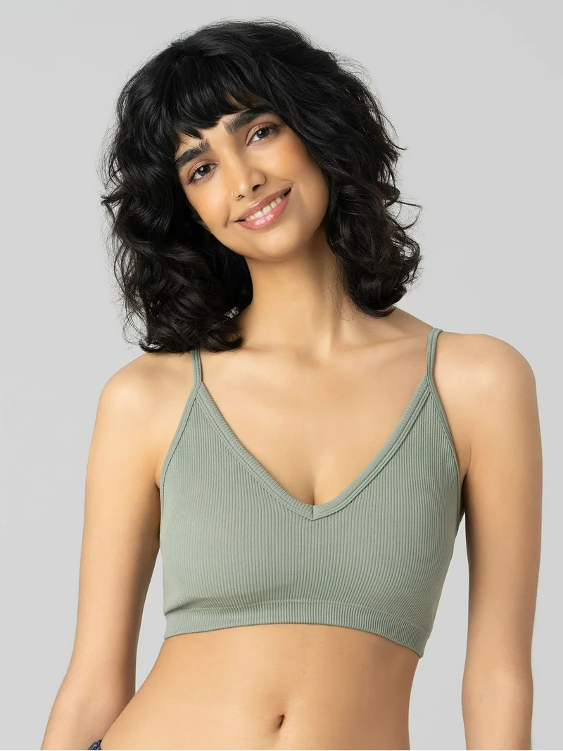 No Boundaries Seamless Ribbed Triangle Bralette, Sizes XS-XXXL | Walmart (US)