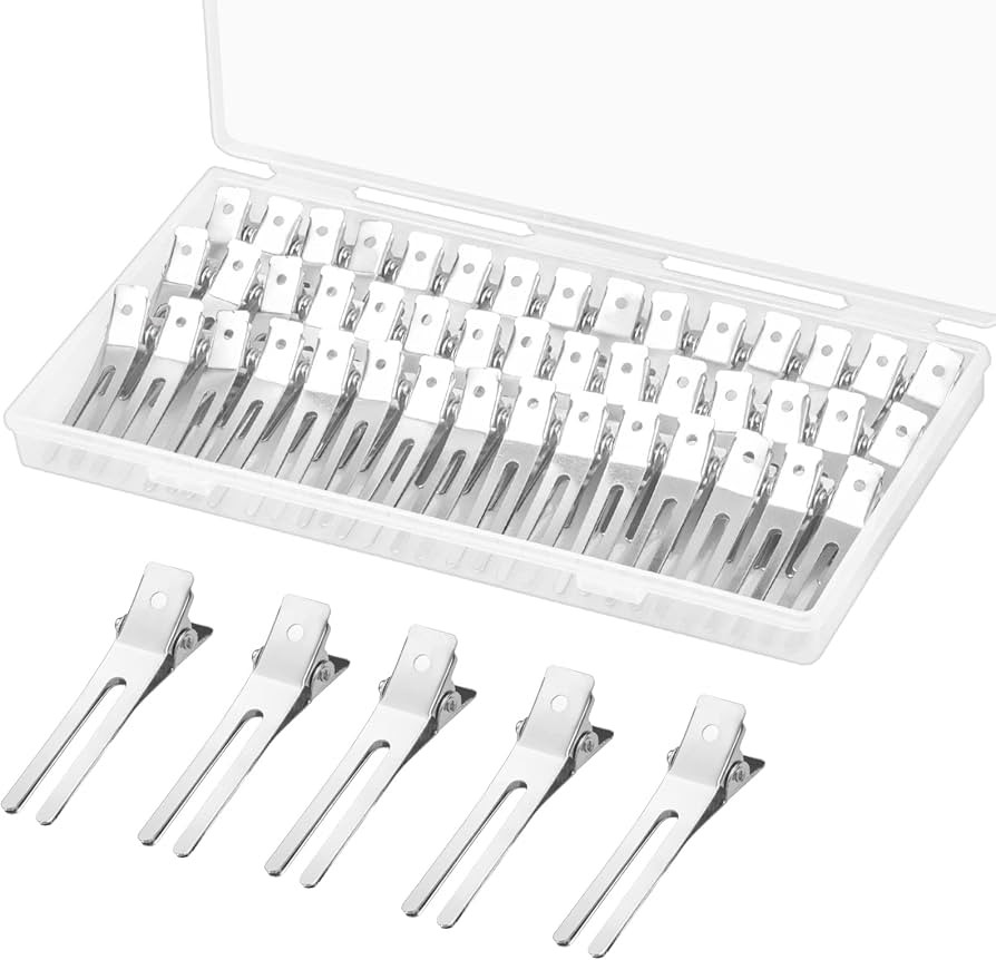 60Pcs Double Prong Pin Curl Clips, Gingbiss 1.8" Duck Billed Hair Clips for Styling Sectioning, a... | Amazon (US)