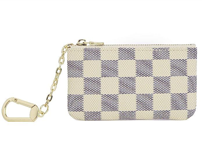 Miracle Checkered Zip Key Chain Pouch | Mini Coin Purse Wallet Card Holder with Clasp | PU Vegan ... | Amazon (US)