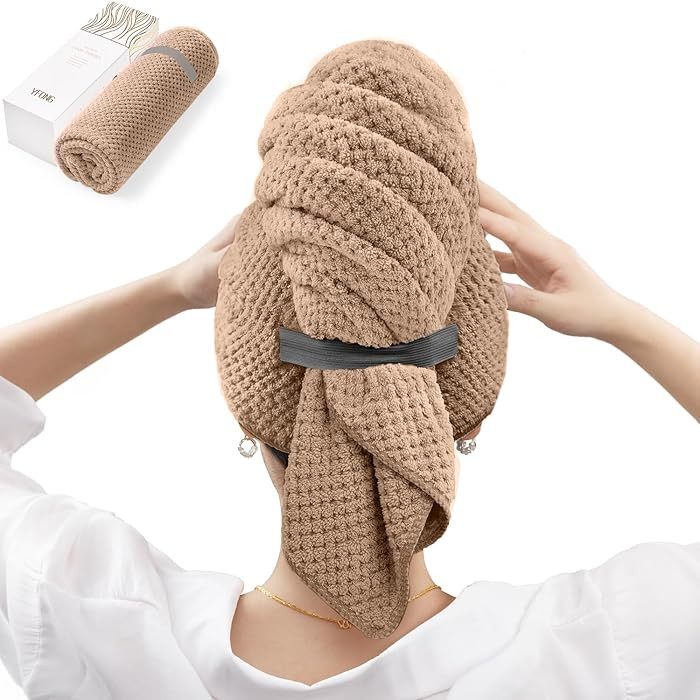 YFONG Large Hair Towel Wrap for Women, Super Absorbent Microfiber Hair Towel for Curly Hair, Fast... | Amazon (US)