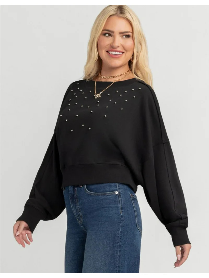 Jessica Simpson Women's Merril Embellished Crewneck Pullover Top, Sizes XS-XL | Walmart (US)