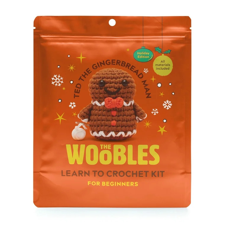 The Woobles Beginner Crochet Amigurumi Kit – Ted the Gingerbread Man, Learn to Crochet Holiday ... | Walmart (US)