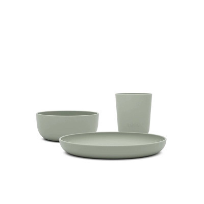 Lalo 3pc Toddler Mealtime Set Silicone Plate, Bowl, and Cup - Sage | Target