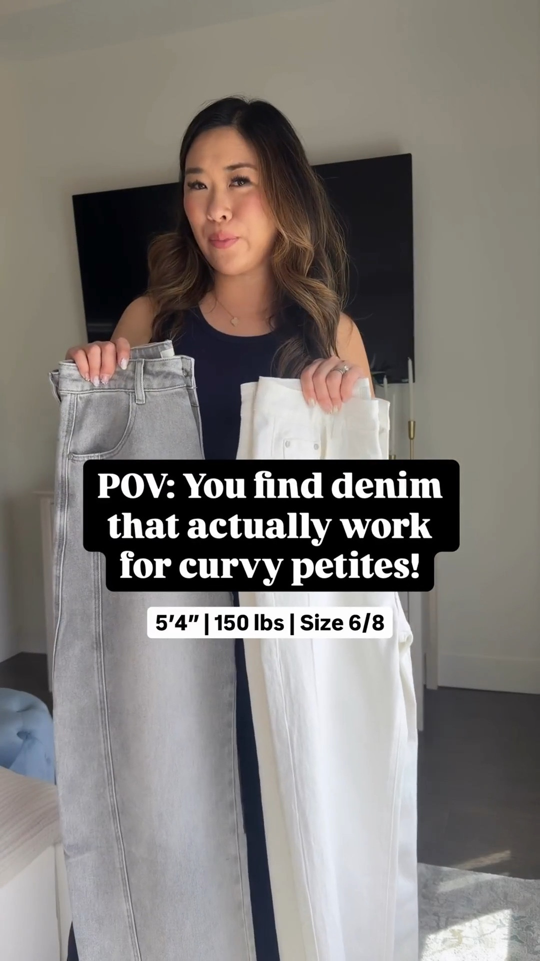 These denim are perfect for curvy petite girls, but honestly would work to any body type!! They are so comfy, have deep pockets, and lift and shape the booty!! The straight leg pair is perfect for me and the white are NOT see through. The barrel denim come in different lengths and the shorter 27” inseam is perfect for us petite girls! Use code CROP10PANTS for 10% off!!

@sgivl.official Amazon denim, barrel denim, affordable denim