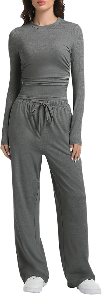2 Piece Lounge Sets for Women Fall Outfits Long Sleeve Wide Leg Tracksuits Womens Casual Loungewe... | Amazon (US)