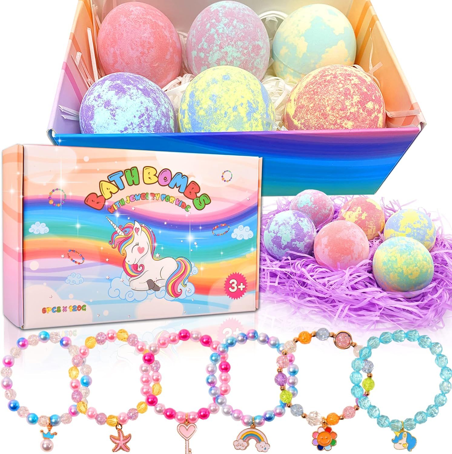 Unicorn Bath Bombs with Surprise Inside for Kids Girls, Easter Kids Bath Bombs Birthday Gifts for... | Amazon (US)