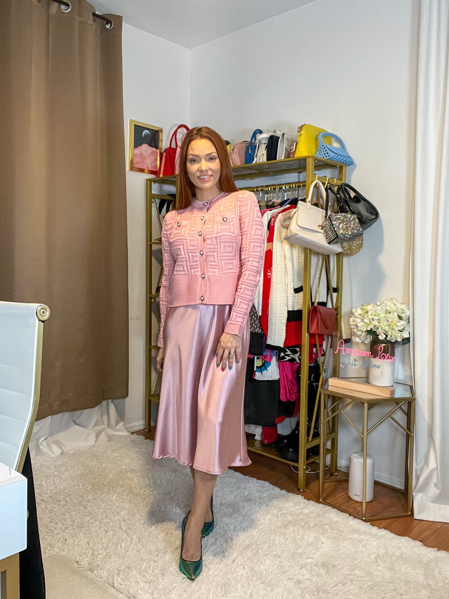 Classy pink outfit with sequin pumps. This is one of those outfits that is so classy that is perfect for for a fancy dinner, work or even church and the details on the cardigan make it look like a luxury piece. #founditonamazon #amazonfashion 

#LTKfindsunder100 #LTKfindsunder50 #LTKstyletip