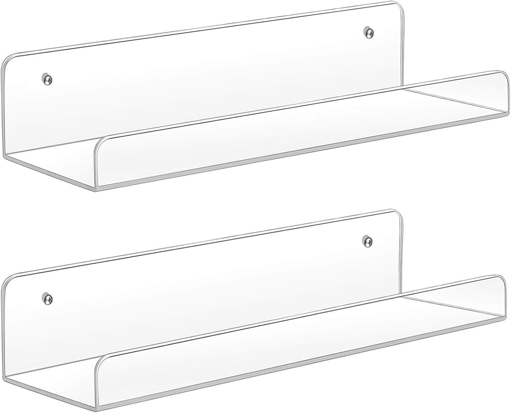 Sooyee Acrylic Shelves,2 Pack 15 Inch Floating Wall Mounted Shelves, Funko Pop Display Case,Invis... | Amazon (US)