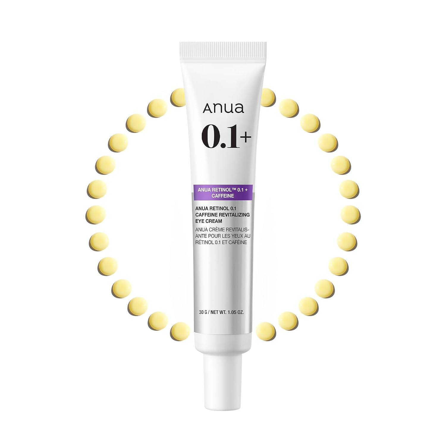 Anua Retinol 0.1 Caffeine Revitalizing Eye Cream, Under Eye Cream For Hydration, Glow Up Eye Contour, Niacinamide, Retinol For Face, Night Cream For Eye Care, Korean Skin Care (30g/1.05oz) | Amazon (US)