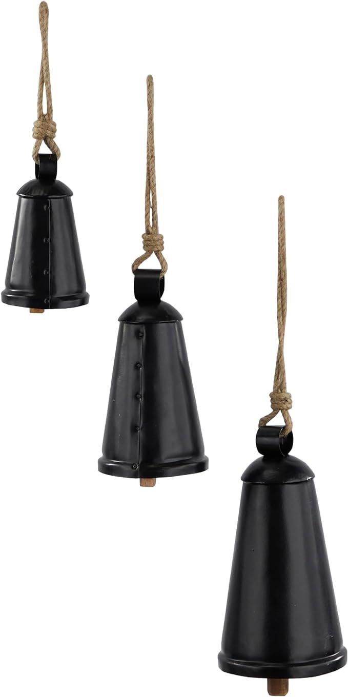 Deco 79 Metal Tibetan Inspired Meditation Decorative Cow Bell with Jute Hanging Rope, Set of 3 12... | Amazon (US)