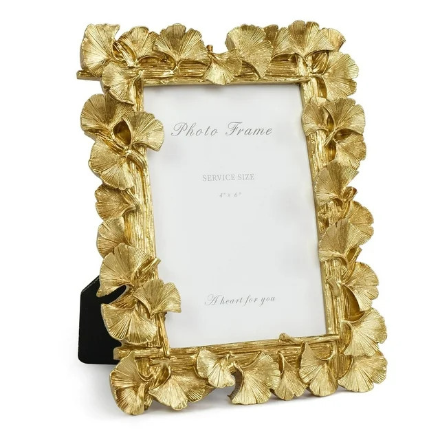 Gold Picture Frames 4x6 Picture Frame Gold, Vintage Ornate Leaf Textured Hand-Crafted Resin with ... | Walmart (US)