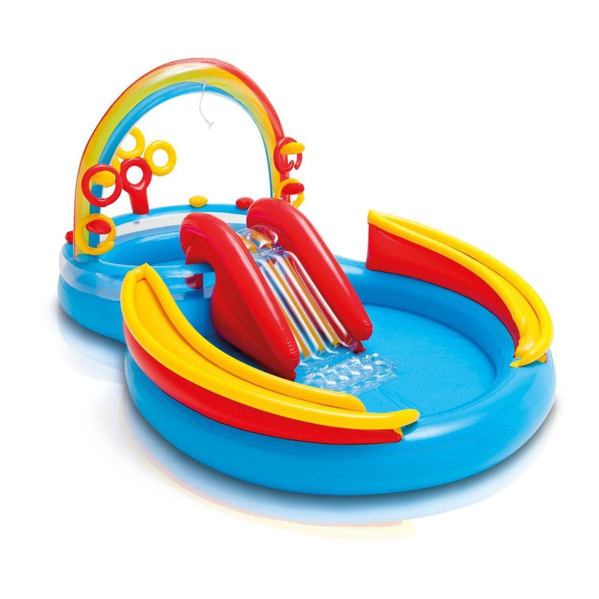 Intex 9.75ft x 6.3ft x 53in Rainbow Slide Kids Play Inflatable Pool Ring Center | Target