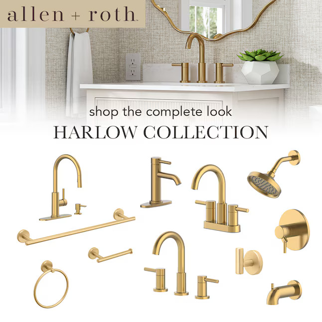 allen + roth Harlow Brushed Gold Wall mount Single Towel Ring | Lowe's