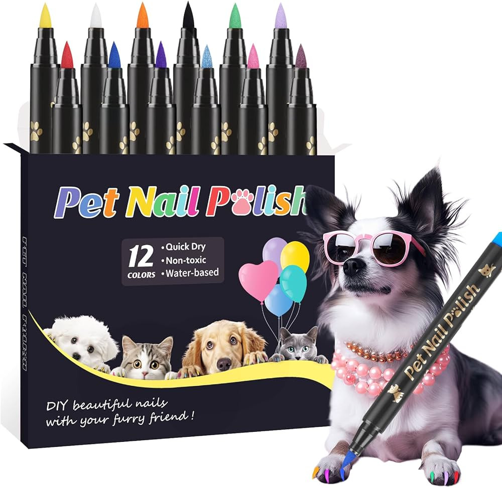 Dog Nail Polish Pens Quick Dry,12 Colors Safe Dog Nail Polish Set to DIY Pretty Nails, Ideal Gift... | Amazon (US)