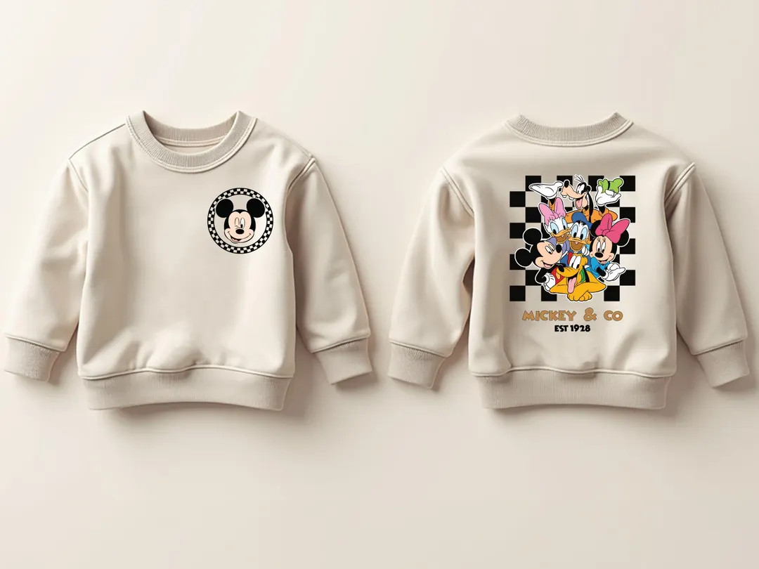 Checkered Mickey and Friends Toddler Sweatshirt, Toddler Boy Gift, Minnie Mouse, Mickey and Co Cr... | Etsy (US)