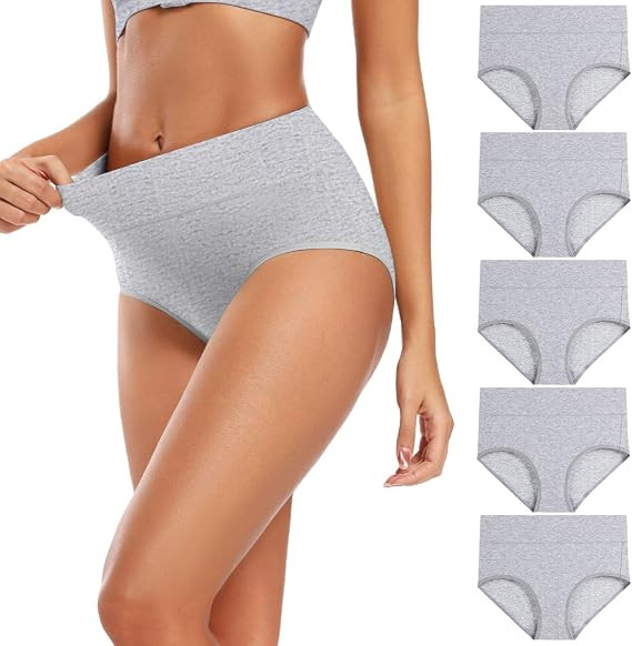 Molasus Women's Cotton Underwear High Waisted Full Coverage Ladies Panties (Regular & Plus Size) | Amazon (US)