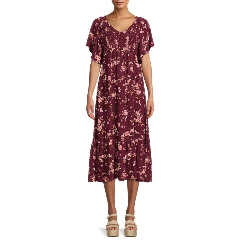 Time and Tru Women's Flutter Sleeve Dress | Walmart (US)