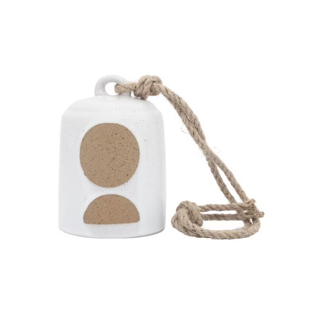 9" Ceramic Circles Hanging Bell White/Beige - Sagebrook Home | Target