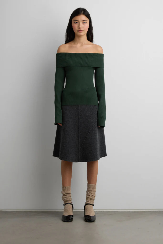 RIBBED OFF THE SHOULDER SWEATER | OAK + FORT