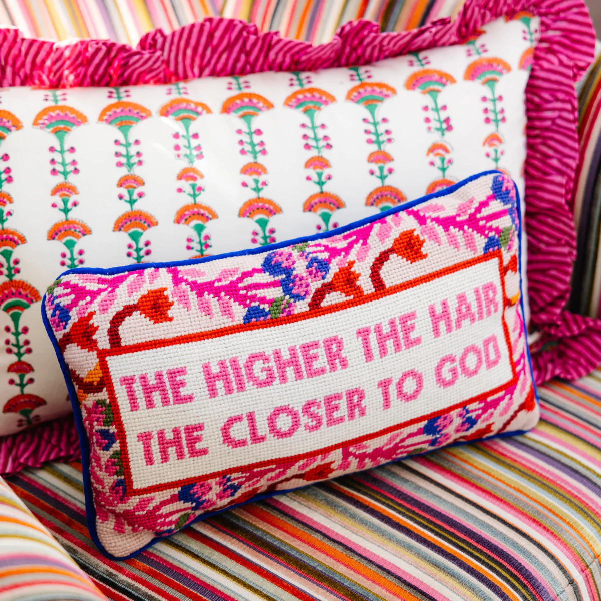 Furbish Studio - Higher The Hair Needlepoint Pillow | Furbish Studio