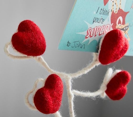 Felted Wool Heart Tree Decor With Clips | Pottery Barn Kids