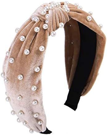 Headbands for Women Pearl Headbands - 1PCS Twisted Faux Pearl Velvet Headband Elegant Bling Hair ... | Amazon (US)