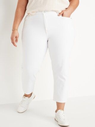 High-Waisted Slouchy Straight Cropped Non-Stretch White Jeans for Women | Old Navy (US)
