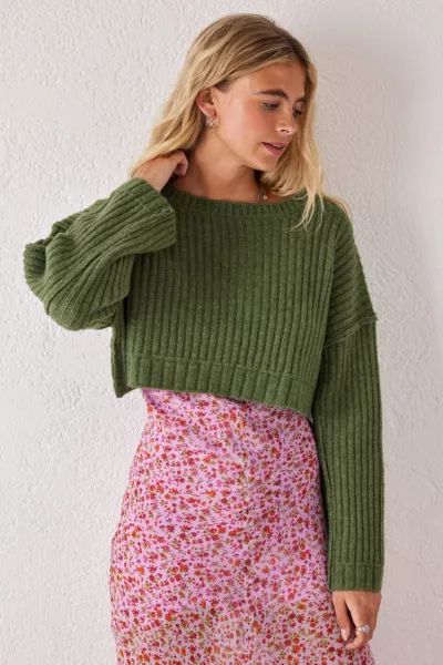 UO Slash Neck Boxy Knit Sweater | Urban Outfitters (US and RoW)